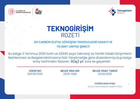 DH Carbon Teknogirişim Rozeti belgesi